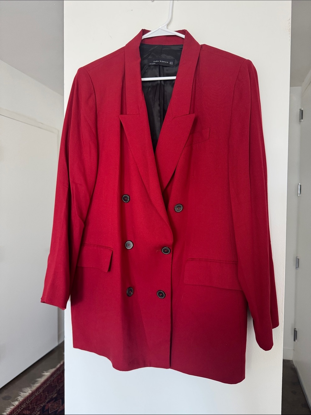 Zara Double-Breasted Deep Red Blazer